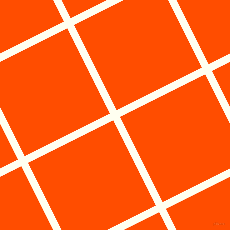 27/117 degree angle diagonal checkered chequered lines, 24 pixel line width, 305 pixel square size, Ivory and Vermilion plaid checkered seamless tileable