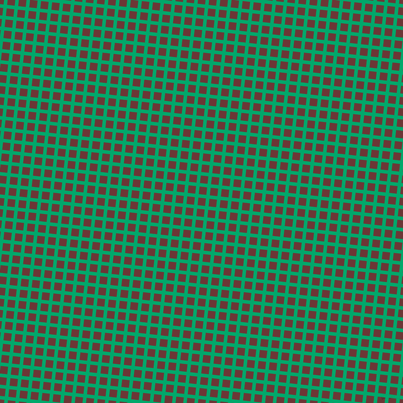 84/174 degree angle diagonal checkered chequered lines, 7 pixel lines width, 15 pixel square size, Jade and Sanguine Brown plaid checkered seamless tileable