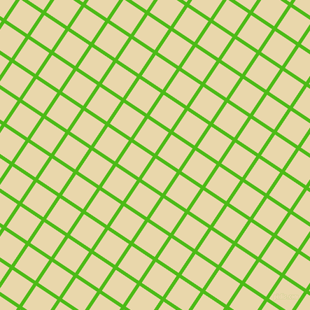 56/146 degree angle diagonal checkered chequered lines, 5 pixel line width, 36 pixel square size, Kelly Green and Beeswax plaid checkered seamless tileable