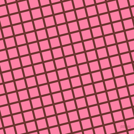 14/104 degree angle diagonal checkered chequered lines, 7 pixel lines width, 31 pixel square size, Kenyan Copper and Tickle Me Pink plaid checkered seamless tileable