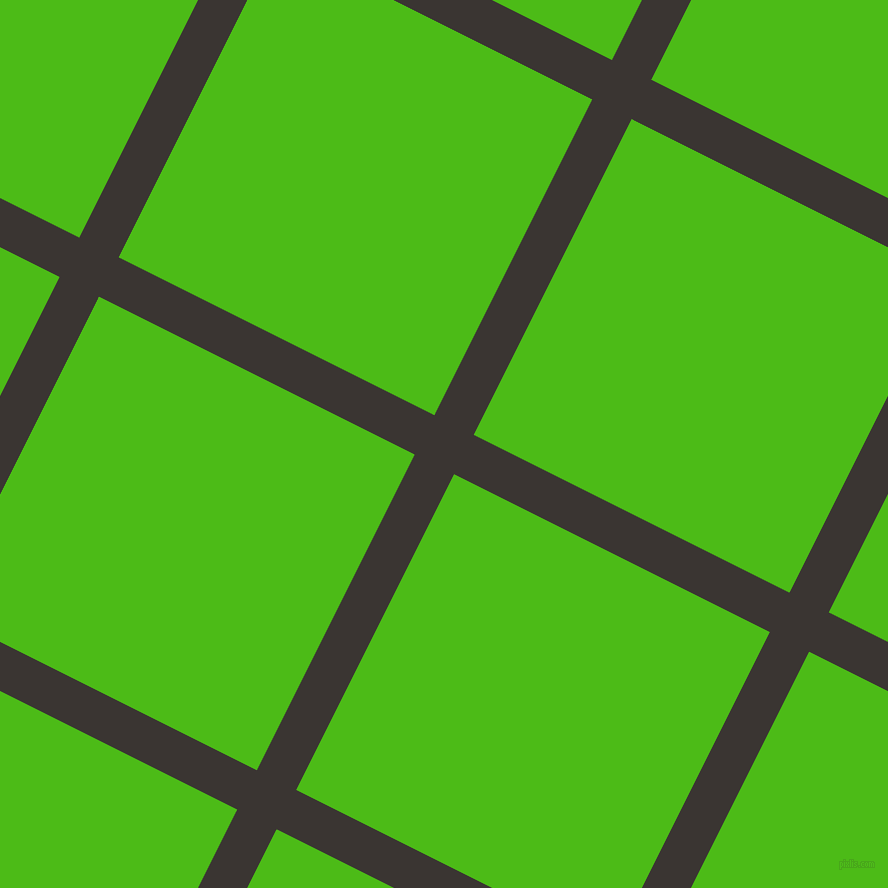 63/153 degree angle diagonal checkered chequered lines, 44 pixel lines width, 353 pixel square size, Kilamanjaro and Kelly Green plaid checkered seamless tileable