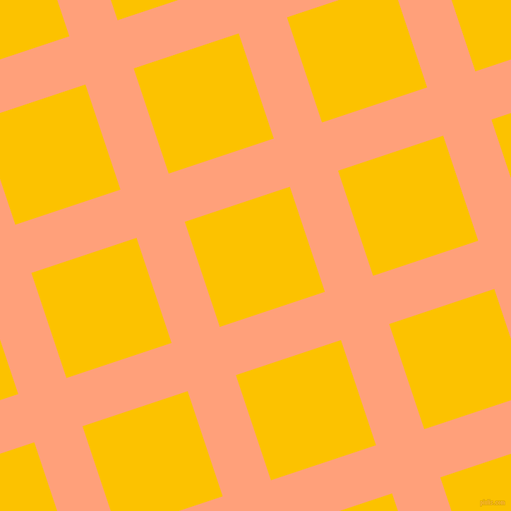 18/108 degree angle diagonal checkered chequered lines, 72 pixel lines width, 157 pixel square size, Light Salmon and Golden Poppy plaid checkered seamless tileable