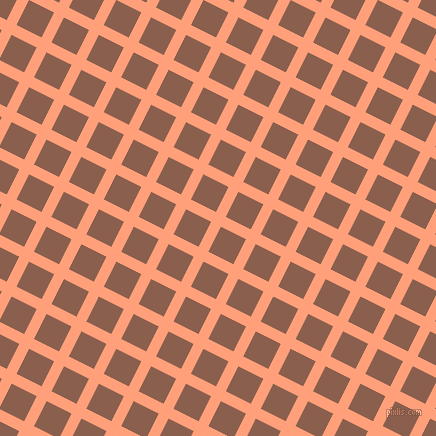 63/153 degree angle diagonal checkered chequered lines, 11 pixel lines width, 28 pixel square size, Light Salmon and Spicy Mix plaid checkered seamless tileable