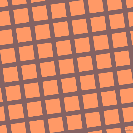8/98 degree angle diagonal checkered chequered lines, 19 pixel lines width, 60 pixel square size, Light Wood and Atomic Tangerine plaid checkered seamless tileable