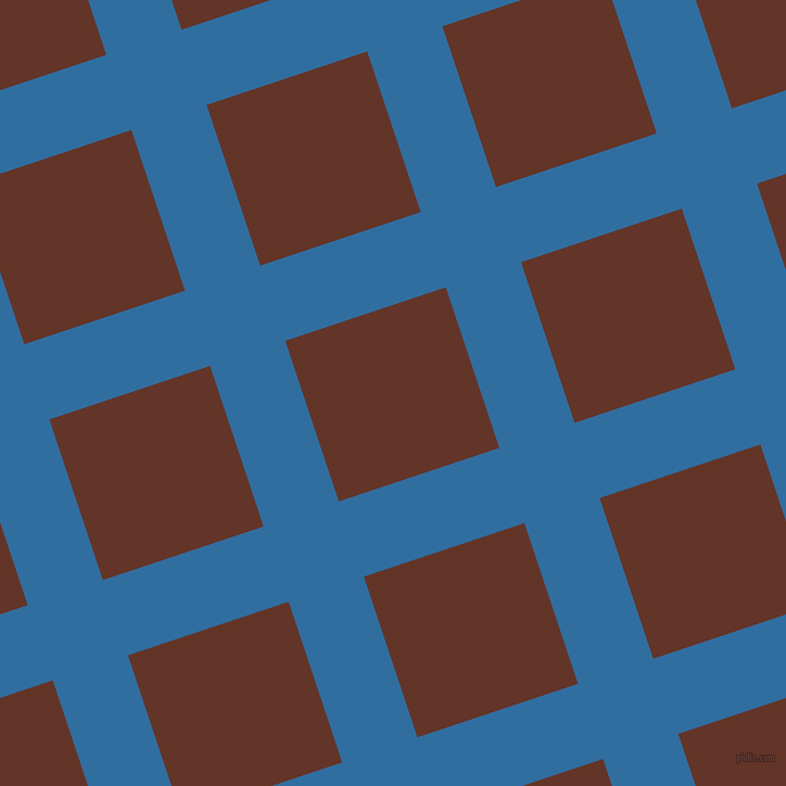 18/108 degree angle diagonal checkered chequered lines, 73 pixel lines width, 156 pixel square size, Lochmara and Hairy Heath plaid checkered seamless tileable