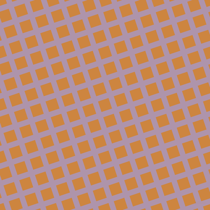 18/108 degree angle diagonal checkered chequered lines, 19 pixel line width, 38 pixel square size, London Hue and Peru plaid checkered seamless tileable