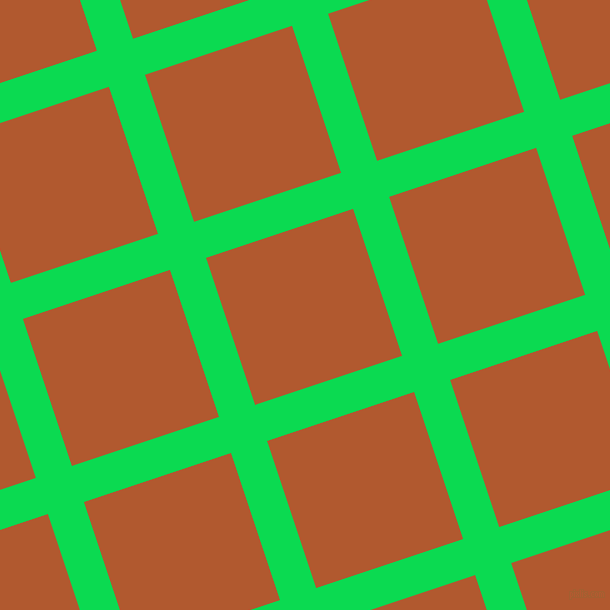 18/108 degree angle diagonal checkered chequered lines, 38 pixel line width, 155 pixel square size, Malachite and Fiery Orange plaid checkered seamless tileable