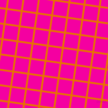 82/172 degree angle diagonal checkered chequered lines, 7 pixel line width, 52 pixel square size, Mango Tango and Hollywood Cerise plaid checkered seamless tileable