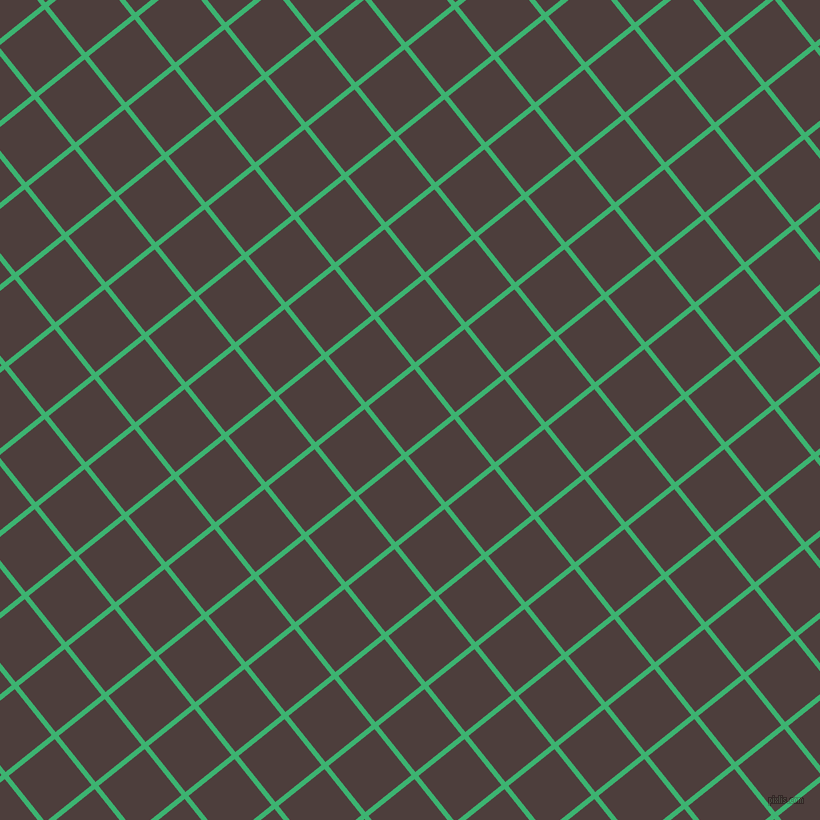 39/129 degree angle diagonal checkered chequered lines, 5 pixel lines width, 59 pixel square size, Medium Sea Green and Crater Brown plaid checkered seamless tileable