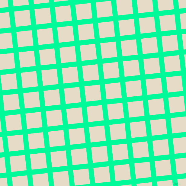 6/96 degree angle diagonal checkered chequered lines, 17 pixel line width, 51 pixel square size, Medium Spring Green and Half Spanish White plaid checkered seamless tileable