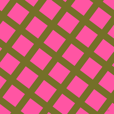 53/143 degree angle diagonal checkered chequered lines, 26 pixel line width, 62 pixel square size, Olivetone and Brilliant Rose plaid checkered seamless tileable