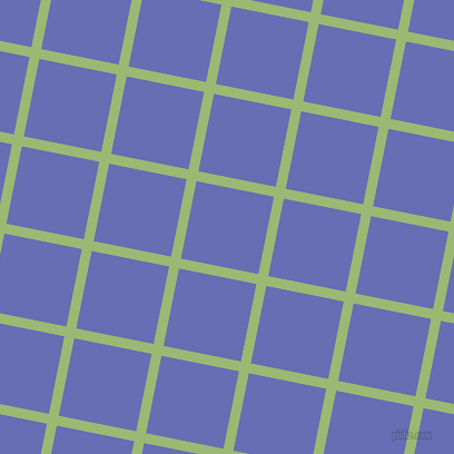 79/169 degree angle diagonal checkered chequered lines, 9 pixel lines width, 71 pixel square size, Olivine and Chetwode Blue plaid checkered seamless tileable