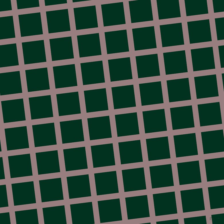 7/97 degree angle diagonal checkered chequered lines, 20 pixel line width, 77 pixel square size, Opium and Dark Green plaid checkered seamless tileable