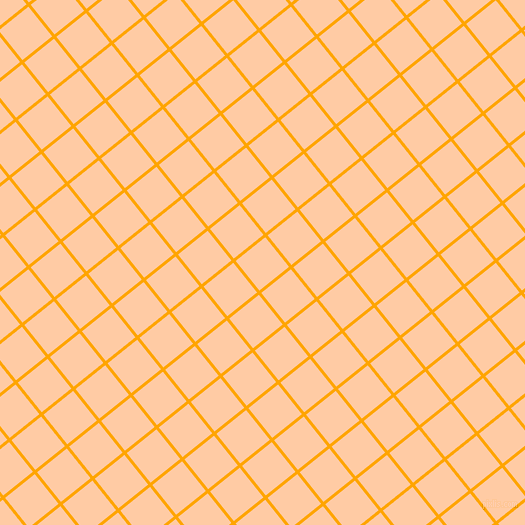 39/129 degree angle diagonal checkered chequered lines, 3 pixel line width, 38 pixel square size, Orange and Peach plaid checkered seamless tileable