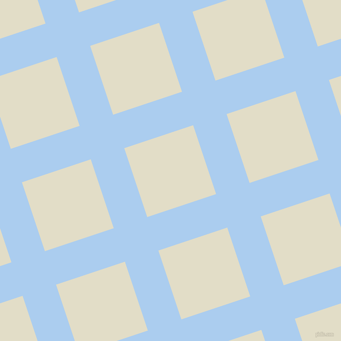 18/108 degree angle diagonal checkered chequered lines, 69 pixel line width, 142 pixel square size, Pale Cornflower Blue and Travertine plaid checkered seamless tileable
