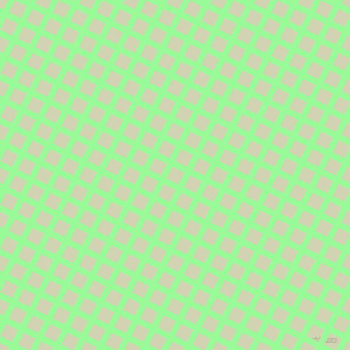 63/153 degree angle diagonal checkered chequered lines, 9 pixel line width, 19 pixel square size, Pale Green and Orinoco plaid checkered seamless tileable