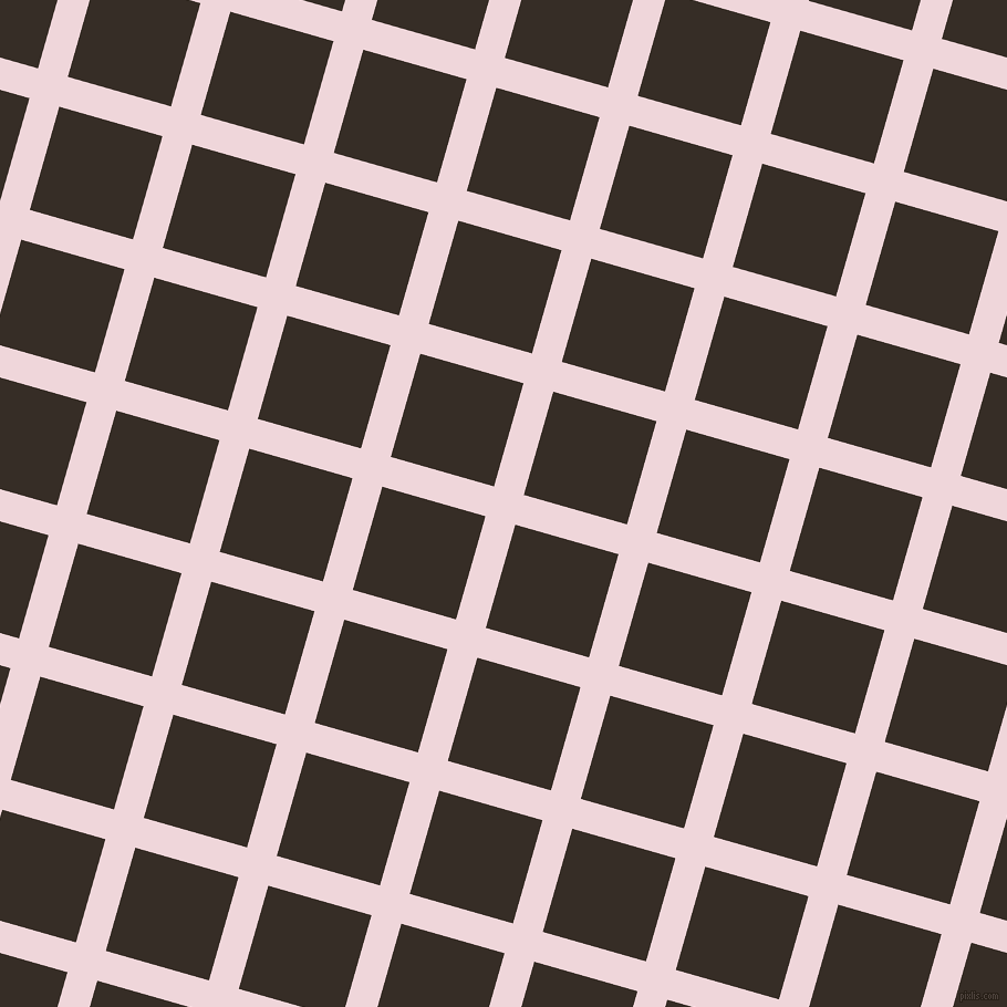 74/164 degree angle diagonal checkered chequered lines, 28 pixel line width, 97 pixel square size, Pale Rose and Coffee Bean plaid checkered seamless tileable