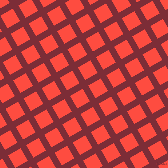 30/120 degree angle diagonal checkered chequered lines, 22 pixel lines width, 50 pixel square size, Paprika and Sunset Orange plaid checkered seamless tileable