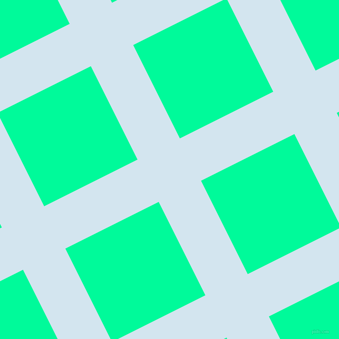 27/117 degree angle diagonal checkered chequered lines, 97 pixel lines width, 214 pixel square size, Pattens Blue and Medium Spring Green plaid checkered seamless tileable