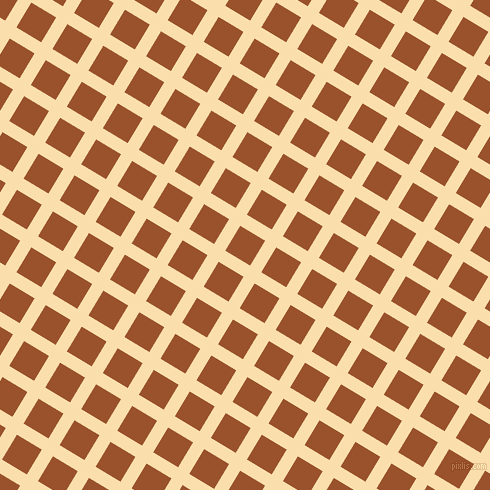 59/149 degree angle diagonal checkered chequered lines, 13 pixel lines width, 29 pixel square size, Peach-Yellow and Hawaiian Tan plaid checkered seamless tileable
