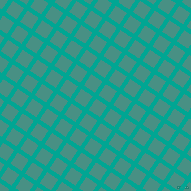 56/146 degree angle diagonal checkered chequered lines, 14 pixel lines width, 43 pixel square size, Persian Green and Lochinvar plaid checkered seamless tileable