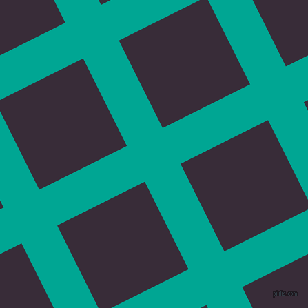 27/117 degree angle diagonal checkered chequered lines, 58 pixel lines width, 142 pixel square size, Persian Green and Valentino plaid checkered seamless tileable