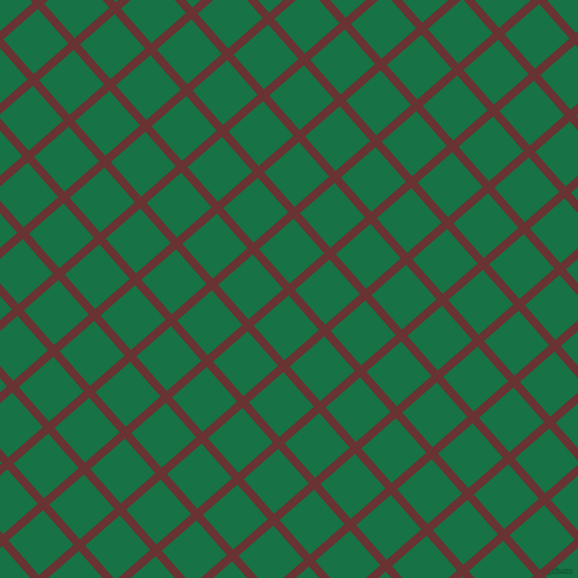 41/131 degree angle diagonal checkered chequered lines, 12 pixel line width, 67 pixel square size, Persian Plum and Dark Spring Green plaid checkered seamless tileable