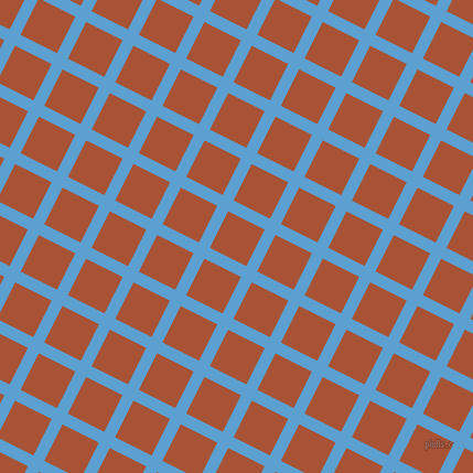 63/153 degree angle diagonal checkered chequered lines, 11 pixel line width, 37 pixel square size, Picton Blue and Orange Roughy plaid checkered seamless tileable