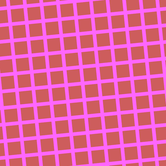 6/96 degree angle diagonal checkered chequered lines, 14 pixel lines width, 49 pixel square size, Pink Flamingo and Indian Red plaid checkered seamless tileable