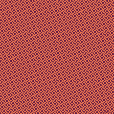 51/141 degree angle diagonal checkered chequered lines, 2 pixel line width, 6 pixel square size, Pompadour and Burnt Sienna plaid checkered seamless tileable