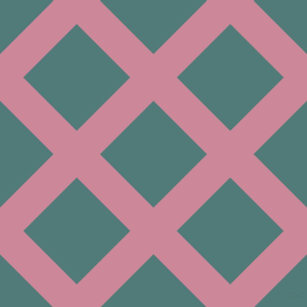 45/135 degree angle diagonal checkered chequered lines, 67 pixel line width, 154 pixel square size, Puce and Breaker Bay plaid checkered seamless tileable