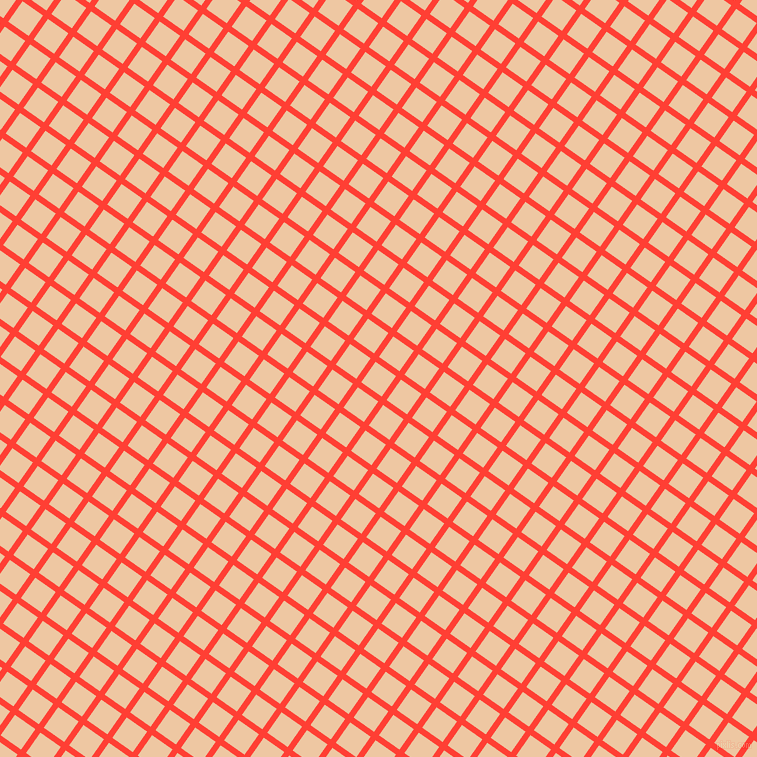 55/145 degree angle diagonal checkered chequered lines, 6 pixel lines width, 25 pixel square size, Red Orange and Negroni plaid checkered seamless tileable