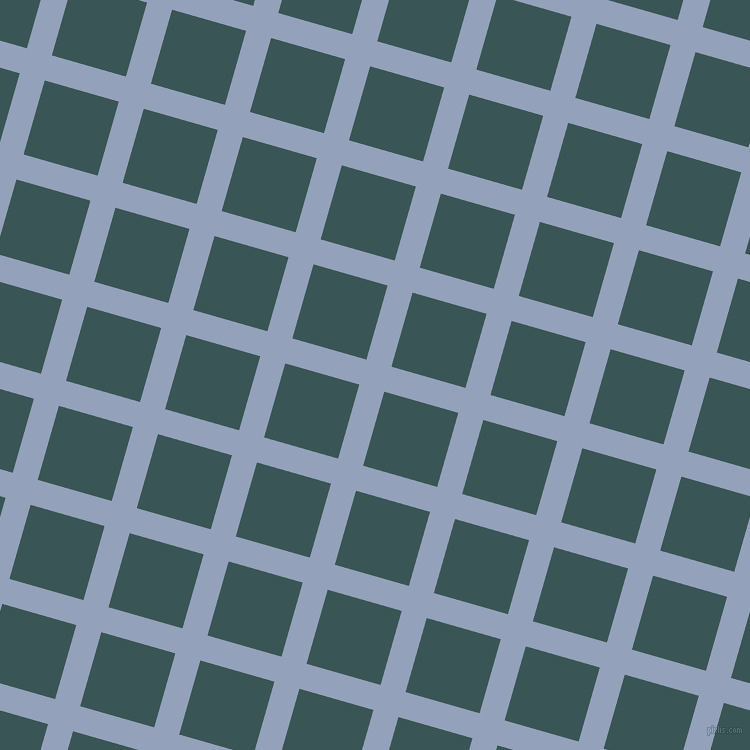 74/164 degree angle diagonal checkered chequered lines, 26 pixel line width, 77 pixel square size, Rock Blue and Oracle plaid checkered seamless tileable