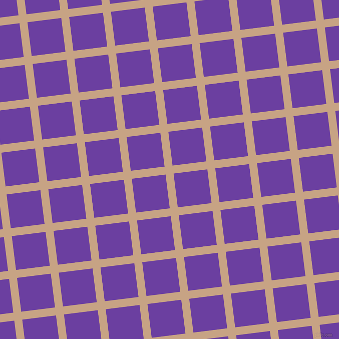 7/97 degree angle diagonal checkered chequered lines, 16 pixel line width, 68 pixel square size, Rodeo Dust and Royal Purple plaid checkered seamless tileable