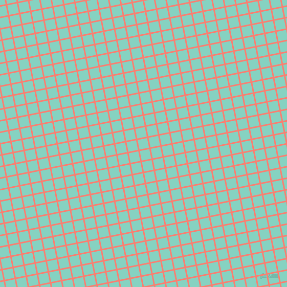 11/101 degree angle diagonal checkered chequered lines, 3 pixel lines width, 19 pixel square size, Salmon and Bermuda plaid checkered seamless tileable