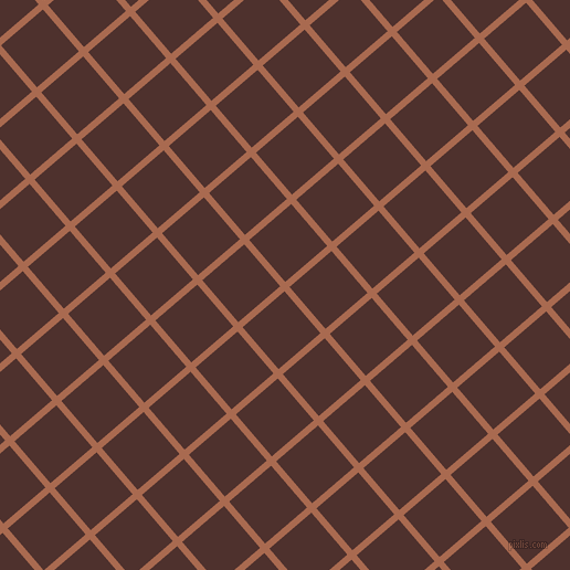 41/131 degree angle diagonal checkered chequered lines, 6 pixel lines width, 50 pixel square size, Sante Fe and Espresso plaid checkered seamless tileable