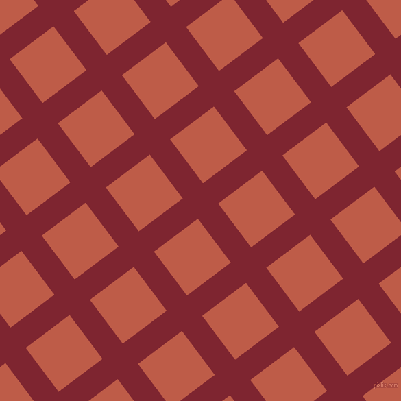 37/127 degree angle diagonal checkered chequered lines, 37 pixel line width, 80 pixel square size, Scarlett and Flame Pea plaid checkered seamless tileable