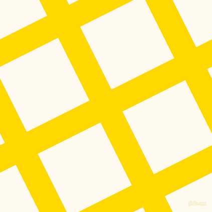 27/117 degree angle diagonal checkered chequered lines, 49 pixel lines width, 140 pixel square size, School Bus Yellow and Floral White plaid checkered seamless tileable