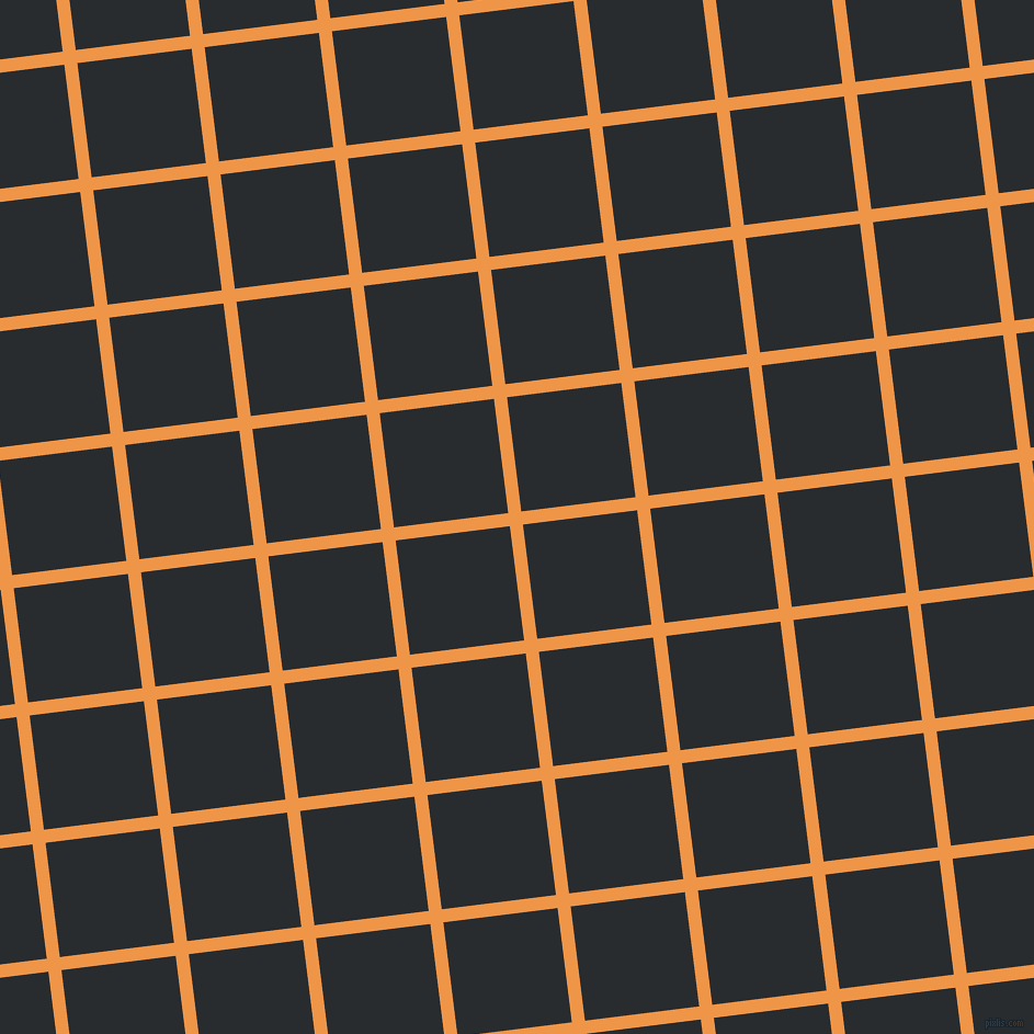 7/97 degree angle diagonal checkered chequered lines, 12 pixel line width, 105 pixel square size, Sea Buckthorn and Bunker plaid checkered seamless tileable