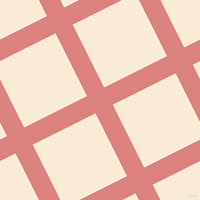 27/117 degree angle diagonal checkered chequered lines, 61 pixel lines width, 224 pixel square size, Sea Pink and Antique White plaid checkered seamless tileable
