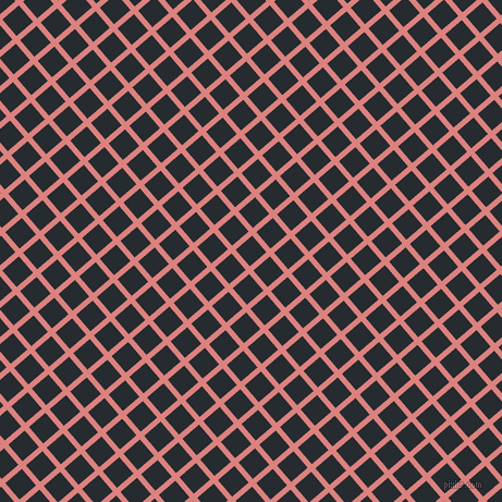 41/131 degree angle diagonal checkered chequered lines, 5 pixel lines width, 20 pixel square size, Sea Pink and Blue Charcoal plaid checkered seamless tileable