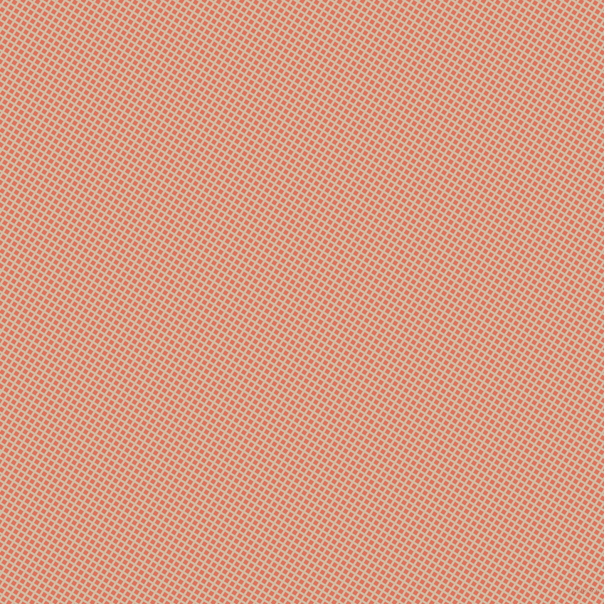 58/148 degree angle diagonal checkered chequered lines, 3 pixel line width, 6 pixel square size, Soft Amber and Terra Cotta plaid checkered seamless tileable