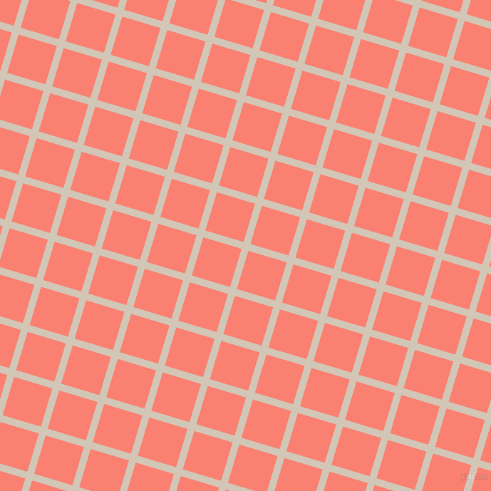 73/163 degree angle diagonal checkered chequered lines, 10 pixel line width, 56 pixel square size, Stark White and Salmon plaid checkered seamless tileable