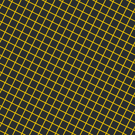 63/153 degree angle diagonal checkered chequered lines, 3 pixel line width, 26 pixel square size, Tangerine Yellow and Bunker plaid checkered seamless tileable
