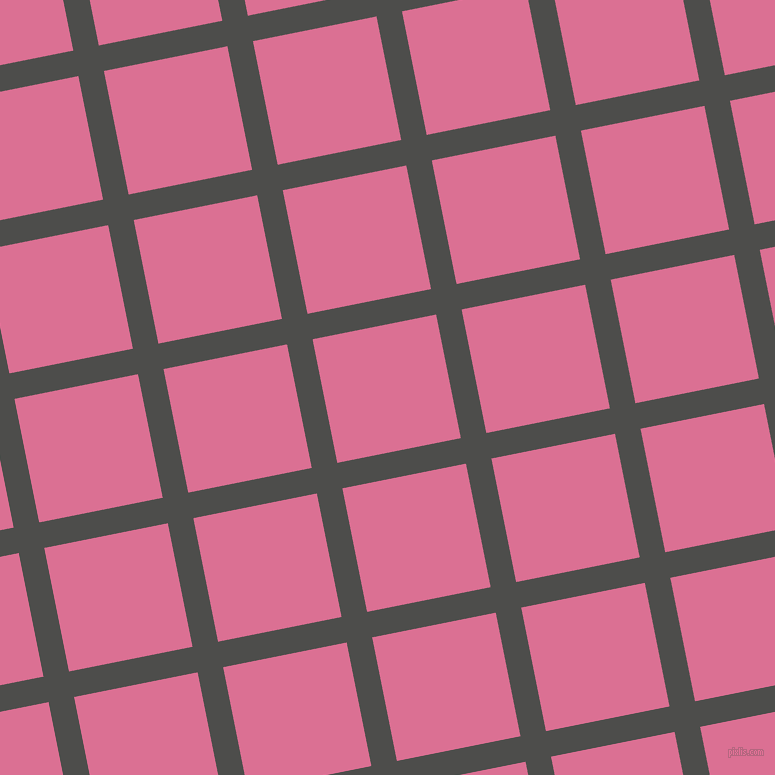 11/101 degree angle diagonal checkered chequered lines, 26 pixel line width, 126 pixel square size, Thunder and Pale Violet Red plaid checkered seamless tileable