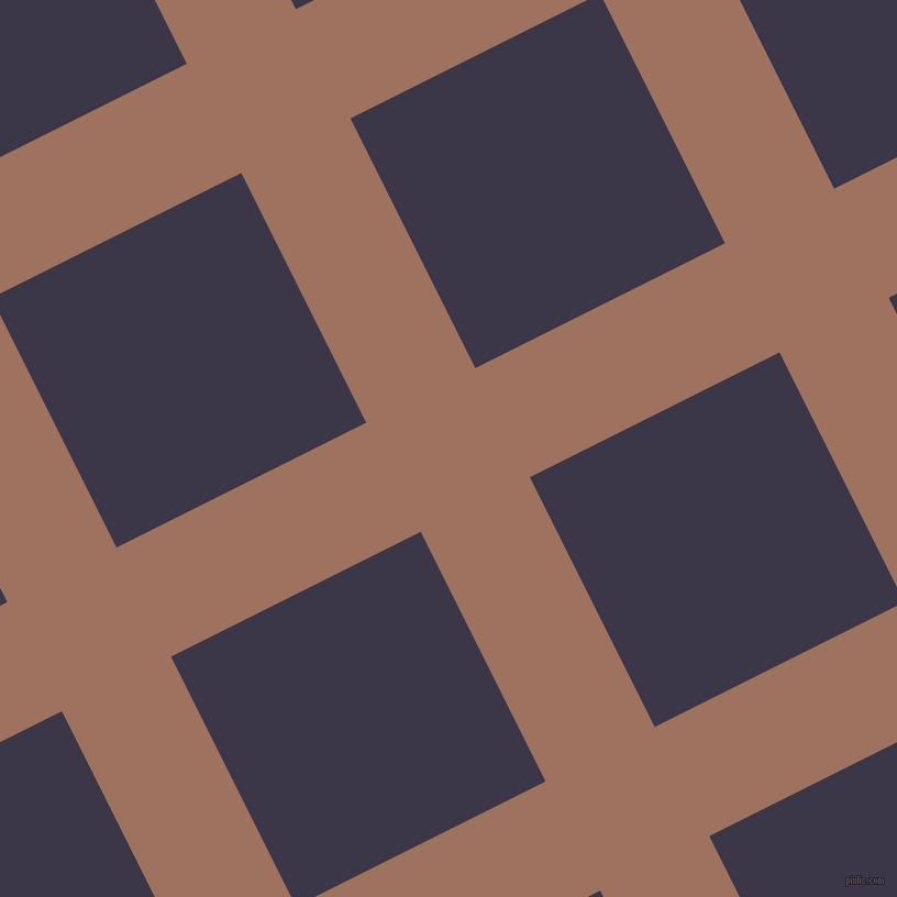 27/117 degree angle diagonal checkered chequered lines, 111 pixel line width, 254 pixel square size, Toast and Martinique plaid checkered seamless tileable