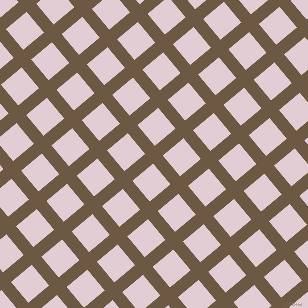 40/130 degree angle diagonal checkered chequered lines, 25 pixel line width, 54 pixel square size, Tobacco Brown and Prim plaid checkered seamless tileable