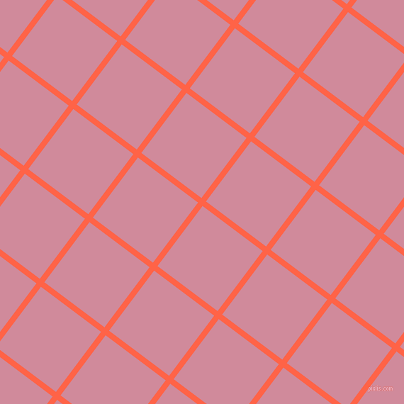 53/143 degree angle diagonal checkered chequered lines, 8 pixel line width, 106 pixel square size, Tomato and Can Can plaid checkered seamless tileable