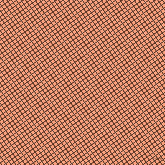36/126 degree angle diagonal checkered chequered lines, 3 pixel lines width, 10 pixel square size, Very Dark Brown and Light Salmon plaid checkered seamless tileable