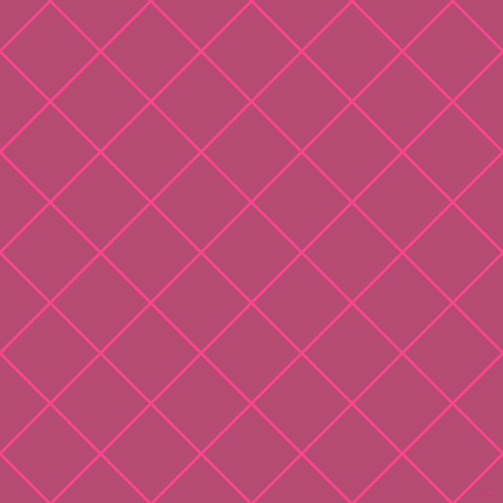 45/135 degree angle diagonal checkered chequered lines, 4 pixel lines width, 96 pixel square size, Violet Red and Royal Heath plaid checkered seamless tileable